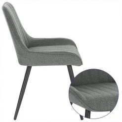 EUGAD Polsterstuhl (2 Stück), Esszimmerstühle aus Leinen mit stabilen Metallbeinen, mit Rückenlehne und gepolsterter Sitzfläche Dunkelgrau, Hellgrau -TischStuhl Verkäufe 4dd4b7b7 2f91 50ac a7fc 4942b2a19774