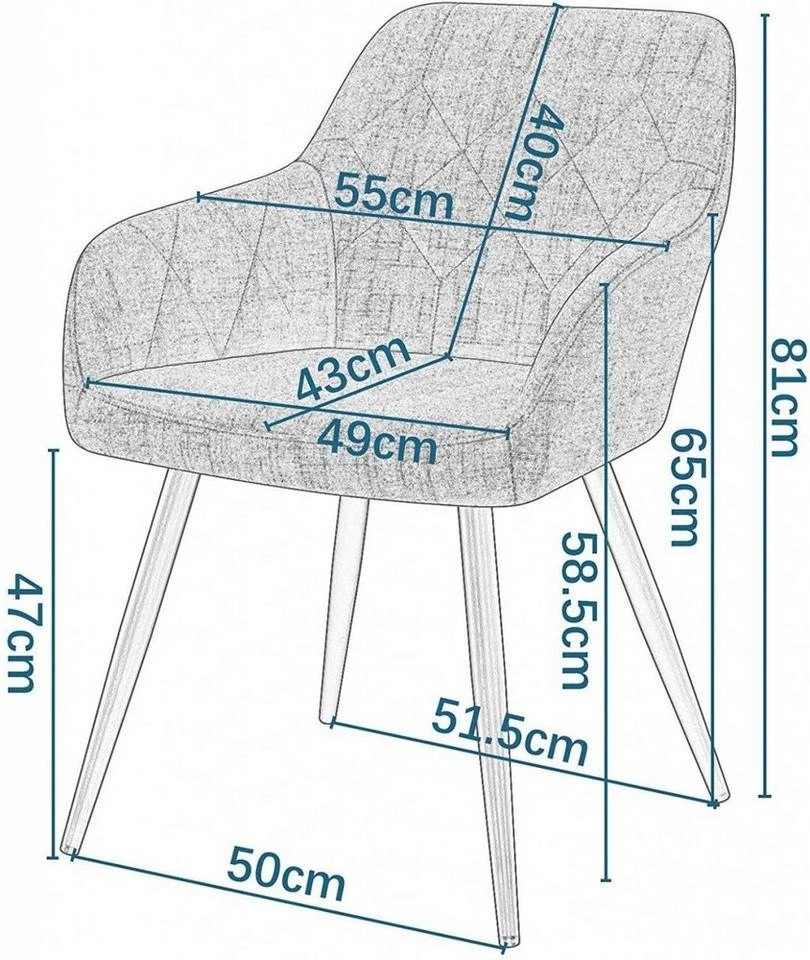 EUGAD Esszimmerstuhl (2 Stück), Wohnzimmerstuhl aus Leinen Polsterstuhl mit Armlehnen und Rückenlehne schwarze Gestell aus Metall Hellgrau Dunkelgrau 3 EUGAD Esszimmerstuhl (2 Stück), Wohnzimmerstuhl aus Leinen Polsterstuhl mit Armlehnen und Rückenlehne schwarze Gestell aus Metall Hellgrau Dunkelgrau – Bild 3