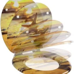 EUGAD WC-Sitz (1-St), Toilettensitz, WC Sitz mit Absenkautomatik, MDF, Holz, Softclose Scharnier Gr&uuml;ne Bl&auml;tter, Holzfarbe, Lilie, Seestern, Seestern Am Strand, Seestern Sonnenuntergang, Stone, &lrm;Lila Blume und Stones -TischStuhl Verkäufe 4ea7473a b374 4357 8dec a71b59992486