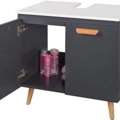EUGAD Waschbeckenunterschrank Badschrank Unterschrank mit 2 Türe Weiß Grau, Schwarz, Wei&szlig; -TischStuhl Verkäufe 4ec390de 51b2 55e0 b1df 230214000b87