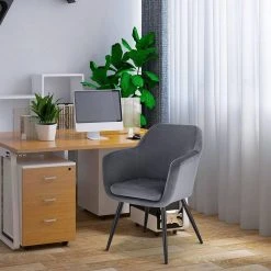 EUGAD Polsterstuhl (1 Stück), Küchenstuhl Samt Stuhl Sessel mit Armlehne, Metallbeine, für Esszimmer Wohnzimmer, Schwarz Dunkelgrau -TischStuhl Verkäufe 4f58c078 64fe 472c 815f cb9e8df6031d