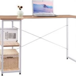 EUGAD Schreibtisch, PC-Tisch Bürotisch Arbeitstisch mit Bücherregal Holz 120x74x71,5 cm Hell Eiche Holz Vintage, Wei&szlig;+Hell Eiche -TischStuhl Verkäufe 4fd21d33 8988 5a59 baa0 c3150aa4d4bd