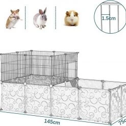 EUGAD Freigehege, mit Bodenplatten Kaninchen Hasen Meerschweinchen Welpenauslauf Laufgitter mit Tür&Treppe Doppelstöckig DIY Schwarz 38 Platten (35x35cm/Platte) 145x75x75 cm -TischStuhl Verkäufe 50271e19 3485 5df9 a57a 141f51e8e17c