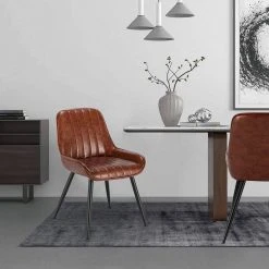 EUGAD Esszimmerstuhl, 4 Stücke Retro Küchenstuhl Sitzfläche aus PU mit Metallbeine Schwarz Braun, Dunkelbraun, Dunkelgrün, Grau -TischStuhl Verkäufe 53a26579 2919 5930 87e5 a25a984b3ebd