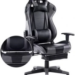 EUGAD Gaming Chair, Bürostuhl Schreibtischstuhl, Kunstleder, mit Ledenkissen Kopfstütze einstellbaren Armlehnen Weiß Grau, Rot, Wei&szlig; -TischStuhl Verkäufe 54070ef5 ca13 50c4 a891 c6038aedaff6