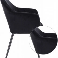 EUGAD Polsterstuhl (1 Stück), Küchenstuhl Samt Stuhl Sessel mit Armlehne, Metallbeine, für Esszimmer Wohnzimmer, Schwarz Dunkelgrau -TischStuhl Verkäufe 54b53f6f 4287 5ed0 9e41 e8fcd10e464f