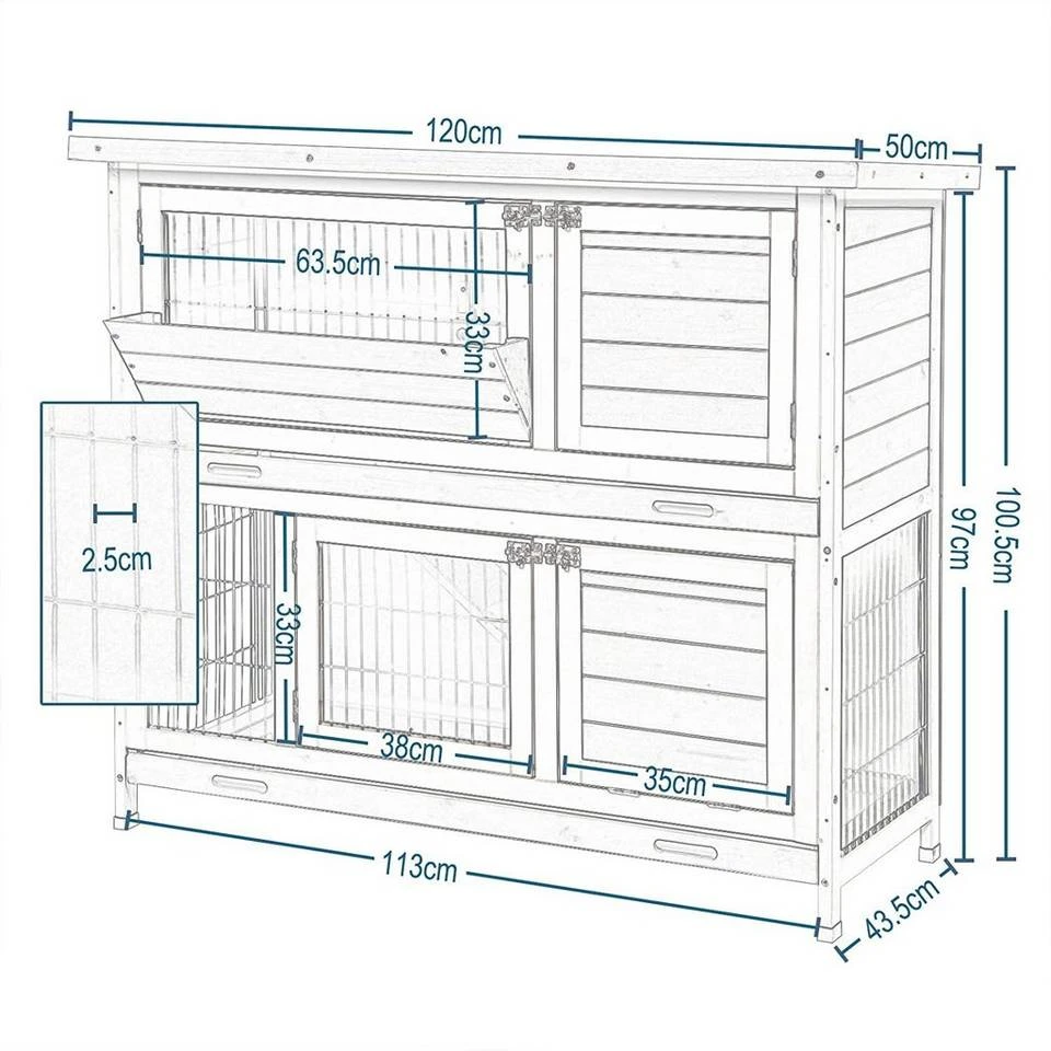 EUGAD Tierhaus, Hasenstall Kaninchenstall Hasenkäfig Kleintierstall Meerschweinchen Massivholz Hellrot 120 x 50 x 100,5 cm Grau-Weiß, Hellbraun 12 EUGAD Tierhaus, Hasenstall Kaninchenstall Hasenkäfig Kleintierstall Meerschweinchen Massivholz Hellrot 120 x 50 x 100,5 cm Grau-Weiß, Hellbraun – Bild 12