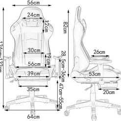 EUGAD Gaming Chair, Bürostuhl Schreibtischstuhl, Kunstleder, mit Ledenkissen Kopfstütze einstellbaren Armlehnen Weiß Grau, Rot, Wei&szlig; -TischStuhl Verkäufe 557ef6c2 741a 58a8 b578 8639c435e4b5