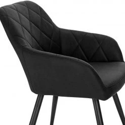 EUGAD Esszimmerstuhl (1 Stück), Wohnzimmerstuhl aus Stoff, Polsterstuhl mit Armlehnen und Rückenlehne, Gestell aus Metall Anthrazit, Braun, Grau -TischStuhl Verkäufe 56c03d3b 64cf 5671 8847 c2893b6d77f7