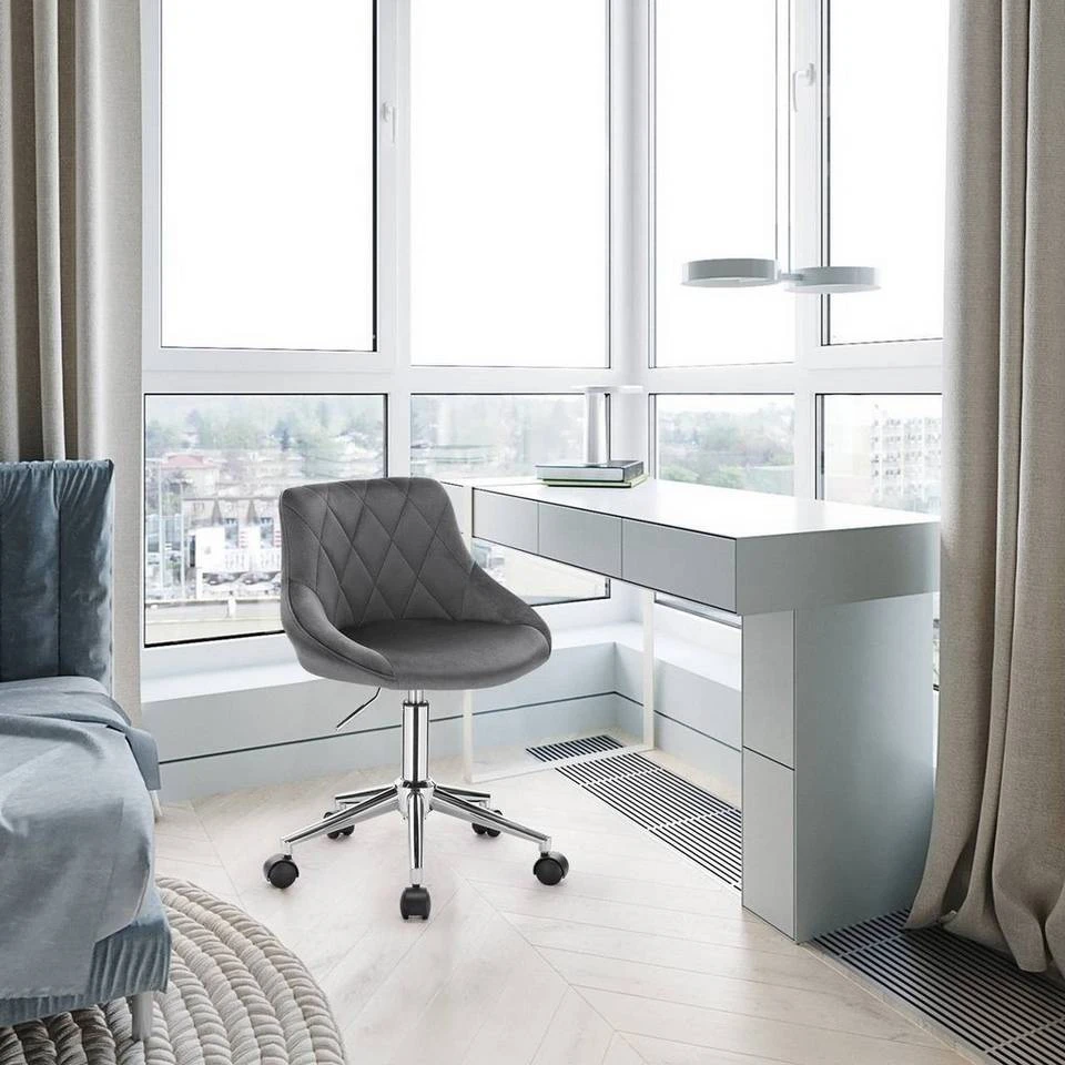 EUGAD Schreibtischstuhl (1 Stück), Bürohocker Rollhocker mit Rollen, Samt, höhenverstellbar, Rosa Dunkellgrau, Hellgrau 15 EUGAD Schreibtischstuhl (1 Stück), Bürohocker Rollhocker mit Rollen, Samt, höhenverstellbar, Rosa Dunkellgrau, Hellgrau – Bild 15