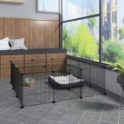 EUGAD Freigehege, DIY 16 Platten Schwarz Laufstall Kleintiere Schwarz 109x109x39cm -TischStuhl Verkäufe 59c53439 ff70 5ea5 a81b 2eaf93b691d9