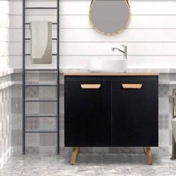 EUGAD Waschbeckenunterschrank Badschrank Unterschrank mit 2 Türe Weiß Grau, Schwarz, Wei&szlig; -TischStuhl Verkäufe 5af295af 4f5c 510d 8f71 cc6f940bd0d3