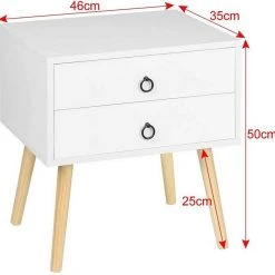 EUGAD Nachttisch, 2er-Set Beistelltisch mit 2 Schubladen Nachtkommode Nachtschrank Holzbeine MDF 46x35x50cm Weiß Grau, Wei&szlig; -TischStuhl Verkäufe 5b01c1c7 fb46 54e7 a3c5 7126c4eeeb44