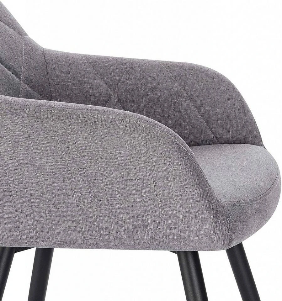 EUGAD Esszimmerstuhl (2 Stück), Wohnzimmerstuhl aus Leinen Polsterstuhl mit Armlehnen und Rückenlehne schwarze Gestell aus Metall Hellgrau Dunkelgrau 8 EUGAD Esszimmerstuhl (2 Stück), Wohnzimmerstuhl aus Leinen Polsterstuhl mit Armlehnen und Rückenlehne schwarze Gestell aus Metall Hellgrau Dunkelgrau – Bild 8