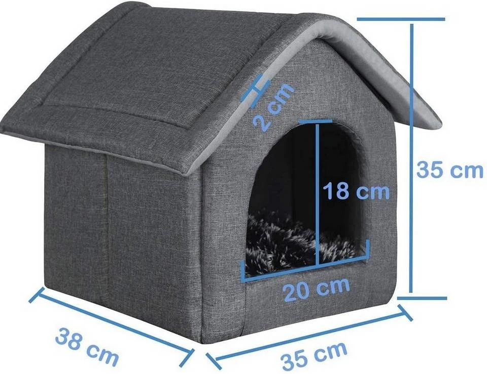 EUGAD Tierbett, Katzenhaus Katzenhöhle herausnehmbarer Matte Dunkelgrau, Hellgrau 10 EUGAD Tierbett, Katzenhaus Katzenhöhle herausnehmbarer Matte Dunkelgrau, Hellgrau – Bild 10