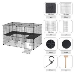 EUGAD Freigehege, Freigehege Kaninchen mit Stauraum Hasen Meerschweinchen Welpenauslauf Laufgitter mit Tür&Treppe DIY Schwarz 41 Platten (35x35cm/Platte) 105 x 70 x 70 cm -TischStuhl Verkäufe 5fae6146 4ff0 5a88 be7c ac1ec889d83a