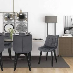 EUGAD Esszimmerstuhl (2 Stück), Wohnzimmerstuhl mit Rückenlehne, Polsterstuhl Küchenstuhl Weich Samt und Holz für ESS- und Wohnzimmer Schwarz Dunkelgrau, Dunkelgr&uuml;n, Rosa -TischStuhl Verkäufe 5fcc0009 92c3 4d05 926e ab23923f1361