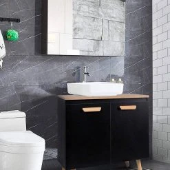 EUGAD Waschbeckenunterschrank Badschrank Unterschrank mit 2 Türe Weiß Grau, Schwarz, Wei&szlig; -TischStuhl Verkäufe 624ce61b 30fd 5046 becb aa63fdcfd5cf