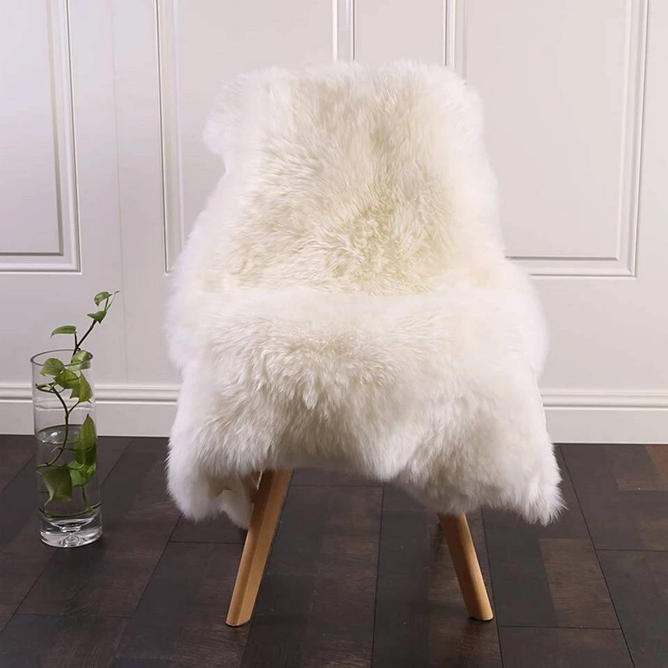 Teppich, EUGAD, 2er-Set Öko Lammfell echtes Longhair Fell L (90-99)x60cm Weiß 2 Teppich, EUGAD, 2er-Set Öko Lammfell echtes Longhair Fell L (90-99)x60cm Weiß – Bild 2