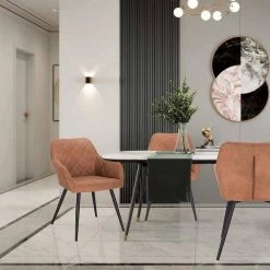 EUGAD Esszimmerstuhl (1 Stück), Wohnzimmerstuhl aus Stoff, Polsterstuhl mit Armlehnen und Rückenlehne, Gestell aus Metall Anthrazit, Braun, Grau -TischStuhl Verkäufe 6458b254 e10b 49b6 a251 2dc928ae182d