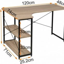 EUGAD Schreibtisch, Computertisch Büromöbel Couchtisch mit Ablage Holz Stahl Schwarz+Beigebraun Industrie-design -TischStuhl Verkäufe 646647c5 68da 5b08 944e 6c221dd908f0