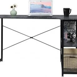 EUGAD Schreibtisch, mit Bücherregal 120x74x71,5 cm Schwarz Marmor Holz Vintage -TischStuhl Verkäufe 65676cdb 472c 59f7 ba83 5b51e8b65096