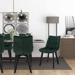 EUGAD Esszimmerstuhl (6 Stück), Wohnzimmerstuhl mit Rückenlehne, Polsterstuhl Küchenstuhl Weich Samt und Holz für ESS- und Wohnzimmer Schwarz Dunkelgrau, Dunkelgr&uuml;n, Rosa -TischStuhl Verkäufe 65c9e573 2c95 5a18 816b b906d3aba5ce