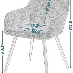 EUGAD Esszimmerstuhl (1 Stück), Wohnzimmerstuhl aus Leinen Polsterstuhl mit Armlehnen und Rückenlehne schwarze Gestell aus Metall Hellgrau Dunkelgrau -TischStuhl Verkäufe 65cfb91b 24d1 464c b641 962fdd95b5aa