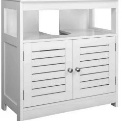 EUGAD Waschbeckenunterschrank Badezimmerschrank Unterschrank Waschtisch Badschrank mit 2 Türen mit Ablage 60x30x60 cm Weiß