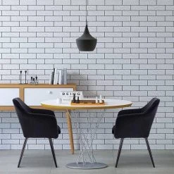 EUGAD Polsterstuhl (1 Stück), Küchenstuhl Samt Stuhl Sessel mit Armlehne, Metallbeine, für Esszimmer Wohnzimmer, Schwarz Dunkelgrau -TischStuhl Verkäufe 67330550 9943 4bd7 9393 42bade68d14f