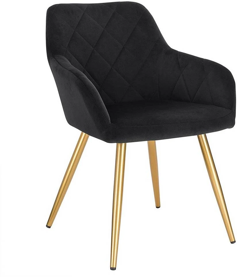 EUGAD Esszimmerstuhl (1 Stück), Wohnzimmerstuhl aus Samt Polsterstuhl mit Armlehnen und Rückenlehne, Gestell aus Metall mit goldenen Beine Dunkelgrau Schwarz 7 EUGAD Esszimmerstuhl (1 Stück), Wohnzimmerstuhl aus Samt Polsterstuhl mit Armlehnen und Rückenlehne, Gestell aus Metall mit goldenen Beine Dunkelgrau Schwarz – Bild 7