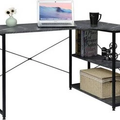 EUGAD Schreibtisch, mit Bücherregal 120x74x71,5 cm Schwarz Marmor Holz Vintage -TischStuhl Verkäufe 6a88b310 68f5 5f0d 8e07 09a0b2289828