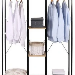 EUGAD Kleiderständer, Wäscheständer Garderobenständer mit Ablage Schwarzrohre und Eiche Platte Schwarz-Hell Eiche, Schwarz-Vintage, Wei&szlig;-Eiche -TischStuhl Verkäufe 6bca7242 c30f 5807 9190 ffeffc5a8383