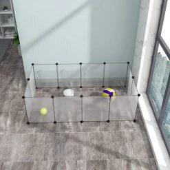 EUGAD Freigehege, Freigehege für Kaninchen Hasen Meerschweinchen Welpenauslauf DIY, 12 Platten 145 x 75 x 46 cm Grau, Schwarz, Transparent, Weiß -TischStuhl Verkäufe 6c10b0f1 d0a3 4dfc 81f5 892b1ab02f75