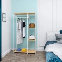 EUGAD Kleiderständer, Garderobenständer Hängeregal mit Schuhregal Holz Metall Schwarz-Hell Eiche Schwarz-Vintage, Wei&szlig;-Eiche -TischStuhl Verkäufe 6ce47561 254a 5107 8bc1 bd3f5c72d846