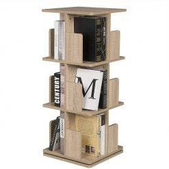 EUGAD Bücherregal, Raumteiler Standregal mit 3 Ebenen, 360° frei drehbar, MDF, Natur -TischStuhl Verkäufe 6db5d1fe 7d36 5b9b aadc 0b9c1b059ea1