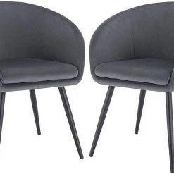 EUGAD Esszimmerstuhl, 2er-Set mit Armlehne, Retro Design, Samt, Metall Schwarz Dunkelgrau, Hellgrau -TischStuhl Verkäufe 6dc870ca eabe 5460 a351 c0c832e7a88b