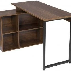 EUGAD Schreibtisch, mit Ablagen Holz 116x75x80cm Dunkelbuche Helleiche, Wei&szlig;