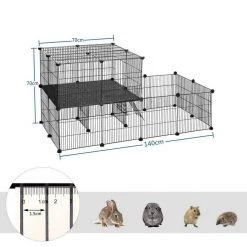 EUGAD Freigehege, Freigehege Kaninchen mit Stauraum Hasen Meerschweinchen Welpenauslauf Laufgitter mit Tür&Treppe DIY Schwarz 30 Platten (35x35cm/Platte) 105 x 70 x 70 cm -TischStuhl Verkäufe 7042f329 91bf 5798 b355 a25d3210317e