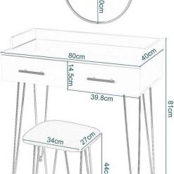EUGAD Schminktisch, mit 3 Schubladen Tischplatte 100x40cm, Kosmetiktisch für Schlafzimmer, Weiß -TischStuhl Verkäufe 72033ee9 d90c 5792 b78e 36ab6f0ad0f3