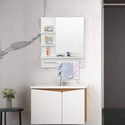 EUGAD Spiegelschrank Hängeschrank mit 3 Ablagen Weiß -TischStuhl Verkäufe 725adadb bb7f 5057 8b73 6a4c1099b728