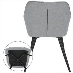 EUGAD Esszimmerstuhl (1 Stück), Küchenstuhl Wohnzimmerstuhl Sitzfläche aus Leinen Polsterstuhl mit Armlehne Metallbeine für Esszimmer Wohnzimmer Küche,Dunkelgrau Hellgrau -TischStuhl Verkäufe 72a8866f 0243 5ee5 9df0 b16c4da440dd