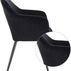 EUGAD Polsterstuhl (1 Stück), Küchenstuhl Samt Stuhl Sessel mit Armlehne, Metallbeine, für Esszimmer Wohnzimmer, Schwarz Dunkelgrau -TischStuhl Verkäufe 73c5a783 8525 49ef b6c7 1fd1513eeb9c
