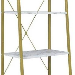 EUGAD Bücherregal, Standregal Bücherregal Metallregal Leiterregal Stufenregal Multifunktionale Regal Industrie Design MDF Metall Schwarz+schwarzer Marmor Golden+Weißer Marmor, Vintage -TischStuhl Verkäufe 73e040e3 2ef0 5a2b b15c 1a4d2ad11abc