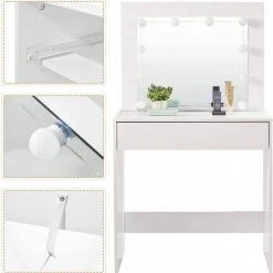 EUGAD Schminktisch, Frisiertisch 10 LED-Lampen mit Schubladen 80x40cm Schwarz Weiß 26 EUGAD Schminktisch, Frisiertisch 10 LED-Lampen mit Schubladen 80x40cm Schwarz Weiß -TischStuhl Verkäufe 73e4b735 500a 589e ba79 93620f3344bb