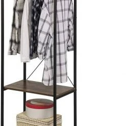 EUGAD Kleiderständer, Garderobenständer mit 2 Ablagen Holz Metall Schwarz-Hell Eiche Schwarz-Vintage, Wei&szlig;-Eiche -TischStuhl Verkäufe 744a84b8 c372 505c 8602 389dadb9b54f