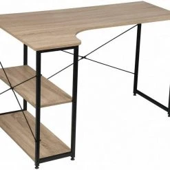 EUGAD Schreibtisch, Computertisch Büromöbel Couchtisch mit Ablage Holz Stahl Schwarz+Beigebraun Industrie-design -TischStuhl Verkäufe 7474bcb0 1371 5ba0 a1f8 3519f38acb6e