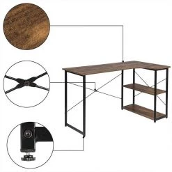 EUGAD Schreibtisch, mit Bücherregal 120x74x71,5 cm Schwarz Marmor Holz Vintage -TischStuhl Verkäufe 74ecddeb 6a5d 5654 aff2 fb1efd5d26d3