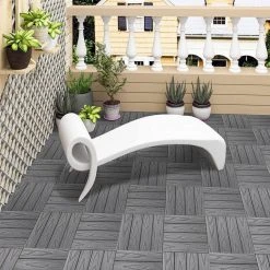 EUGAD WPC-Fliesen, 11 Stück WPC Terrassenfliesen 30x30cm Holzstruktur Anthrazit Coffee, Dunkelgrau, Hellgrau -TischStuhl Verkäufe 750f41a6 7158 589f 9ffc cfda4a974dbc