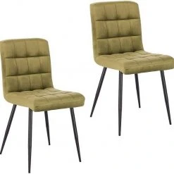 EUGAD Esszimmerstuhl (2 Stück), Polsterstuhl Wohnzimmerstuhl Samtstuhl Sessel mit Rückenlehne, Metallbeine, Sitzfläche aus Samt, Dunkelgrün Blau, Creme, Dunkelgrau, Dunkelgrün, Hellgrau, Rosa